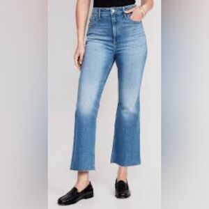 New-Old Navy Higher High-Waisted Cut-Off Crop Flare Light Blue Jeans